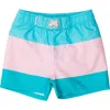 Ruggedbutts Kids' Neon Pool Party Colorblock Swim Trunks In Blue