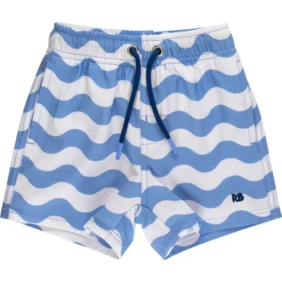Ruggedbutts Babies'  Kids' Print Upf 50+ Swim Trunks In Blue