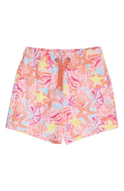 Ruggedbutts Babies'  Kids' Sunset Seashells Upf 50+ Swim Trunks In Multi