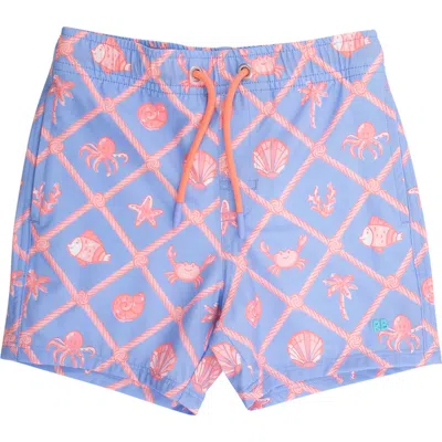 Ruggedbutts Babies'  Kids' Tropical Trellis Upf 50+ Swim Trunks In Multi
