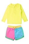 Ruggedbutts Long Sleeve Two-piece Rashguard Swimsuit In Multi