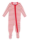Ruggedbutts Modal Blend Baby Boys One Piece Footie Pajamas In Red & White Stripe
