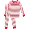 Ruggedbutts Modal Blend Boys Long Sleeve Pajama Set In Red & White Stripe