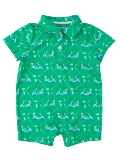 Ruggedbutts Babies'  Performance Polo Romper In Green