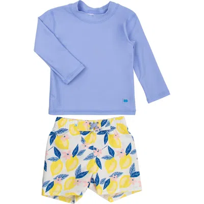 Ruggedbutts Babies'  Periwinkle Long Sleeve Two-piece Rashguard Swimsuit In Blue