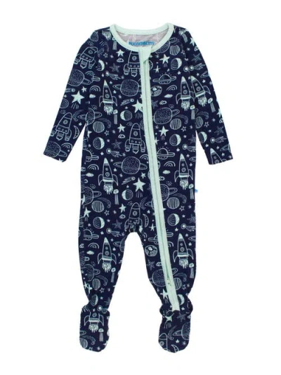 Ruggedbutts Softsnooze Baby Boys One Piece Footie Pajamas In Blast Off