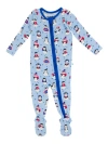 Ruggedbutts Softsnooze Baby Boys One Piece Footie Pajamas In Blue Penguin Party