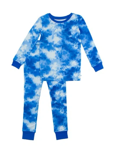 Ruggedbutts Softsnooze Boys Long Sleeve Pajama Set In Blue Tie Dye