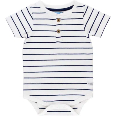 Ruggedbutts Babies'  Stripe Henley Bodysuit In White