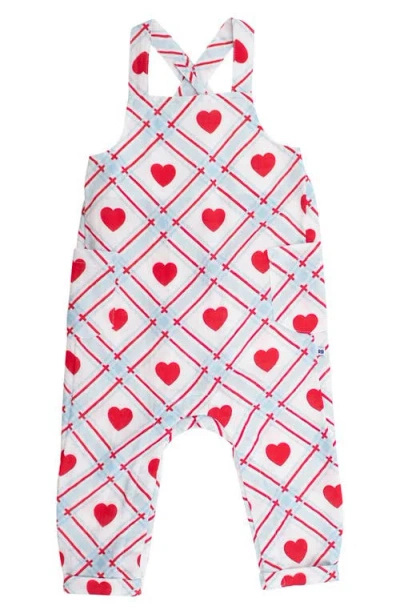 Ruggedbutts Babies'  Sweetheart Plaid Cotton Gauze Overalls In Multi