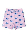 Ruggedbutts Babies'  Toddler Boys Upf50+ Swim Trunks In Pink Whale Friends