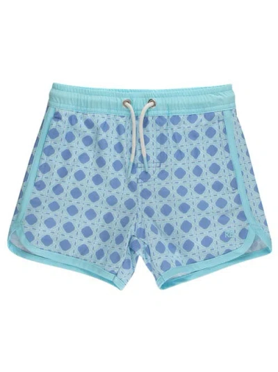 Ruggedbutts Babies'  Upf50+ Sun Protected Stretch Dolphin Hem Swim Trunks In Blue
