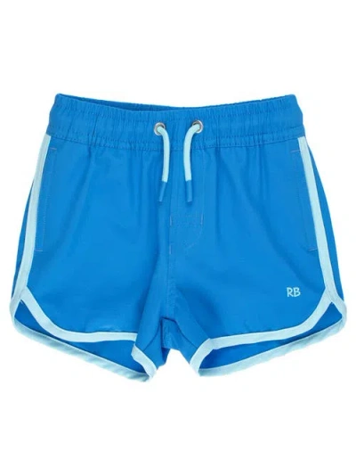 Ruggedbutts Kids'  Upf50+ Sun Protected Stretch Dolphin Hem Swim Trunks In Blue