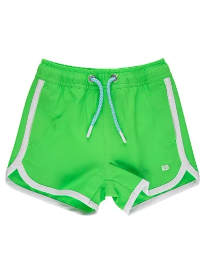 Ruggedbutts Babies'  Upf50+ Sun Protected Stretch Dolphin Hem Swim Trunks In Green