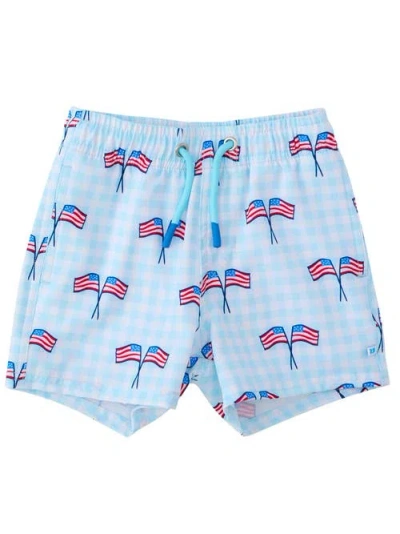 Ruggedbutts Kids'  Upf50+ Sun Protected Stretch Swim Trunks In Blue