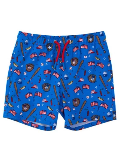 Ruggedbutts Kids'  Upf50+ Sun Protected Stretch Swim Trunks In Blue