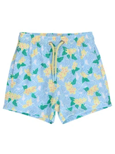 Ruggedbutts Kids'  Upf50+ Sun Protected Stretch Swim Trunks In Blue