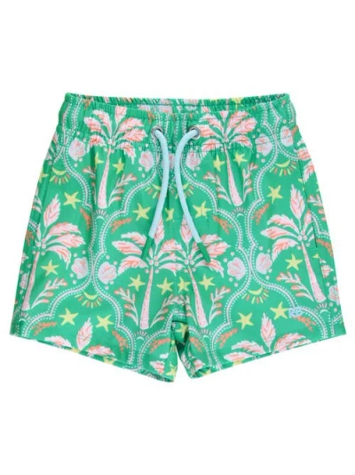 Ruggedbutts Babies'  Upf50+ Sun Protected Stretch Swim Trunks In Green