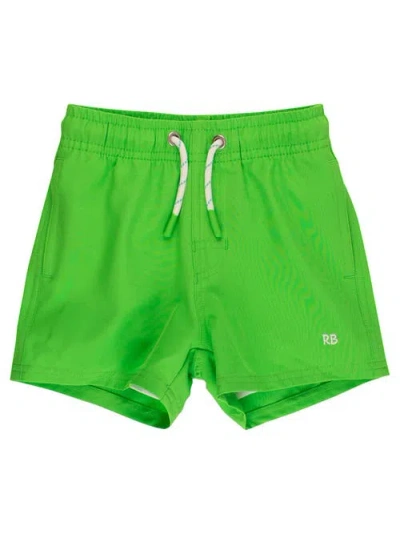 Ruggedbutts Kids'  Upf50+ Sun Protected Stretch Swim Trunks In Green