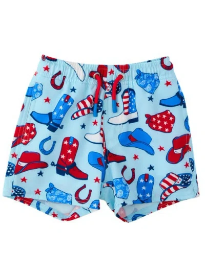 Ruggedbutts Kids'  Upf50+ Sun Protected Stretch Swim Trunks In Multi
