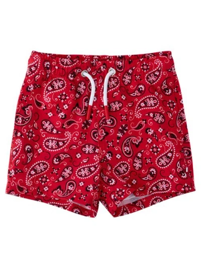 Ruggedbutts Kids'  Upf50+ Sun Protected Stretch Swim Trunks In Red