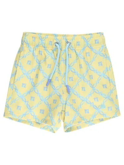 Ruggedbutts Kids'  Upf50+ Sun Protected Stretch Swim Trunks In Yellow