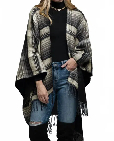 Ruggie Tassel Checked Poncho In Black In Multi