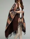 Ruggie Tassel Checked Poncho In Winter Berry In Multi
