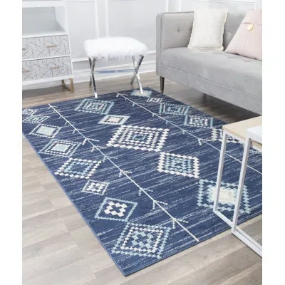 Rugs America Bodrum Tribal Native Blues Area Rug In Navy