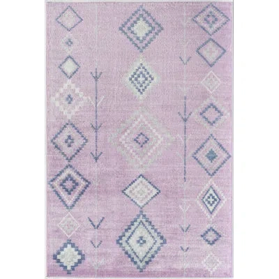 Rugs America Bodrum Tribal Native Pink Area Rug In Blue;pink;ivory;gray