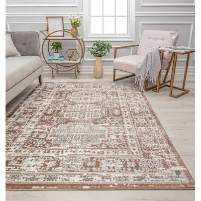 Rugs America Gabriel Vintage French Vanilla Sundara Area Rug In Brown