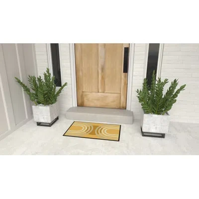 Rugs America Lianna Double Trouble Lo90a 20"x31.5" Door And Kitchen Mat In Orange;tan