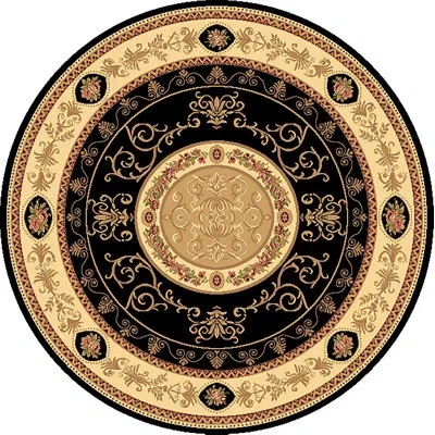 Rugs America New Vision F. Aubusson Black Area Rug In Black;cream