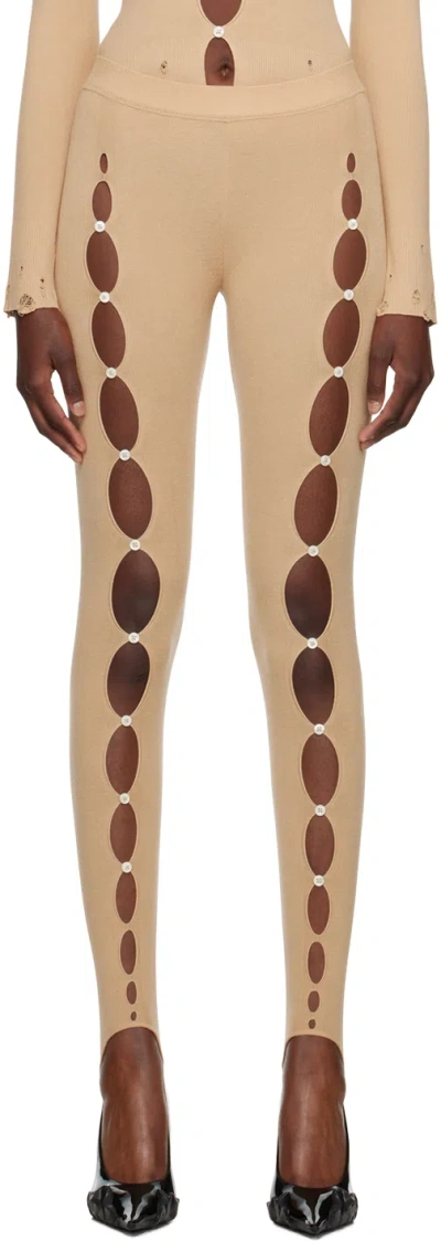 Rui Beige Cutout Leggings In Oatmeal