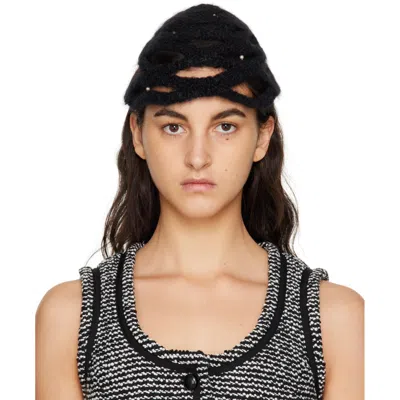 Rui Black Hollow Knitted Wool Hat
