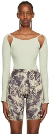 Rui Blue & Beige Cutout Bodysuit In Cyan & Ficelle