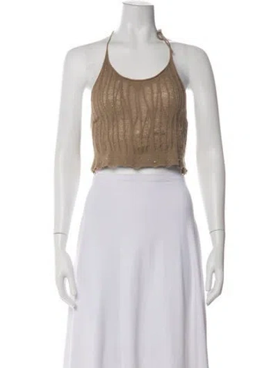 Pre-owned Rui Halterneck Sleeveless Crop Top In Brown