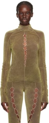 Rui Khaki Cutout Turtleneck In Khaki Green