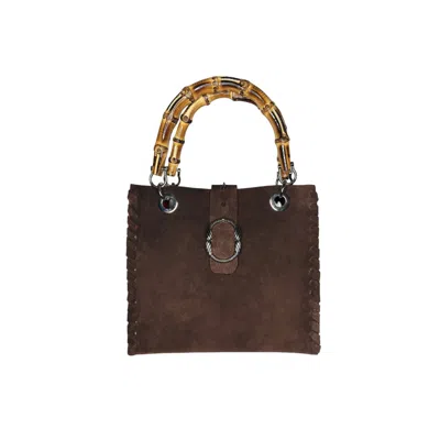 Ruj Heritage Women's Brown Bamboo Bag Suede Cioccolato