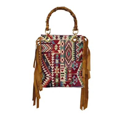 Ruj Heritage Women's Brown Mini Tote Bag Boho Orange