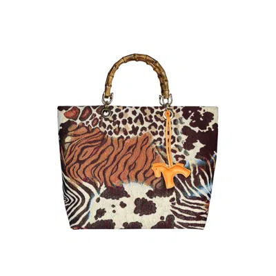 Ruj Heritage Women's Picnic Bag Jacquard Animalier In Black/gray/yellow