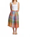Rujuta Sheth Wave Midi Skirt In Postcard Chex In Multi