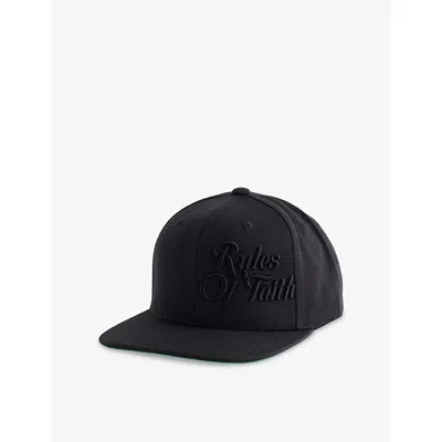 Rules Of Faith Mens Logo-embroidered Cotton Baseball Cap Black