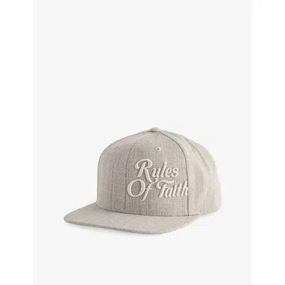 Rules Of Faith Mens Logo-embroidered Cotton Baseball Cap Grey