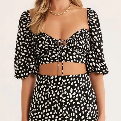 Rumer Catalina Crop Top In Black In Orange
