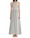 Rumer Delphine Halter Maxi Dress In Black In Gray