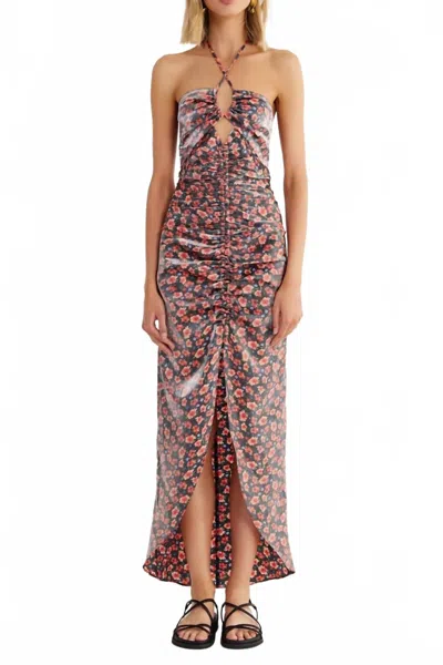 Rumer Label Soraya Maxi Dress In Black Floral In Brown