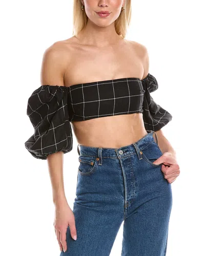 Rumer Quinn Linen Crop Top In Black