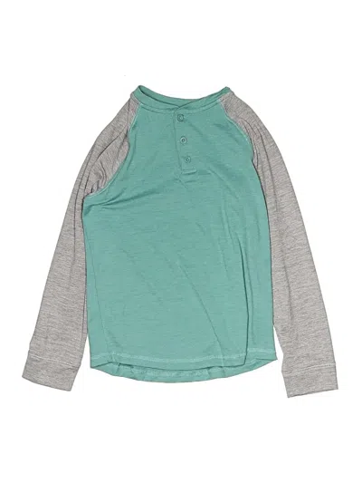 Pre-owned Rumi + Ryder Kids' Long Sleeve Henley Shirt In Blue