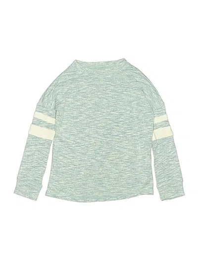 Pre-owned Rumi + Ryder Kids' Long Sleeve Top Teal Crew Neck Tops In Blue
